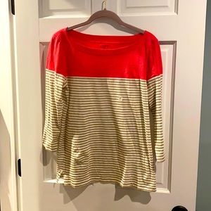 NWOT LOFT Outlet Pink Striped 3/4 Sleeve Tee
